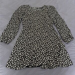Floral Black and White Dress